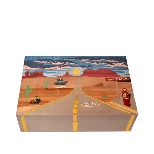 Wooden humidor 110 Cig "Road 66" Sunrise Limited edition
