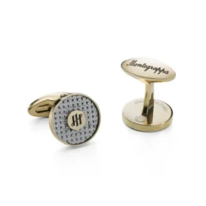 Clou Ambigram Cufflinks, Steel & IP Yellow Gold