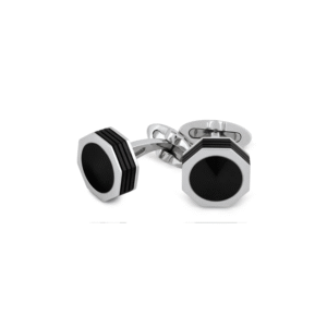 NeroUno Linea Cufflinks, Steel, Onyx Inlay