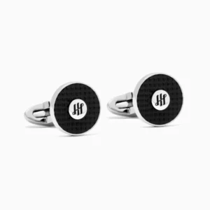 Clou Ambigram Cufflinks, Steel & IP Black